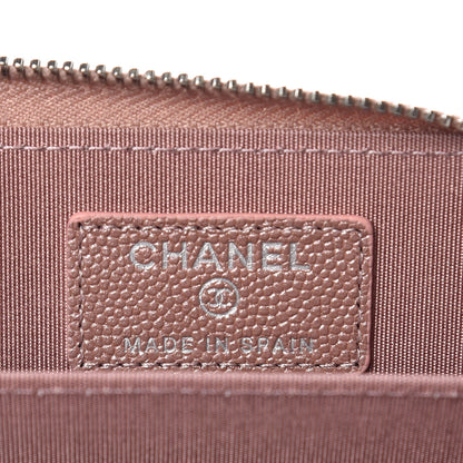 Chanel Metallic Caviar Chevron Quilted Vintage Mademoiselle Zip Coin Purse Pink 5 of 8