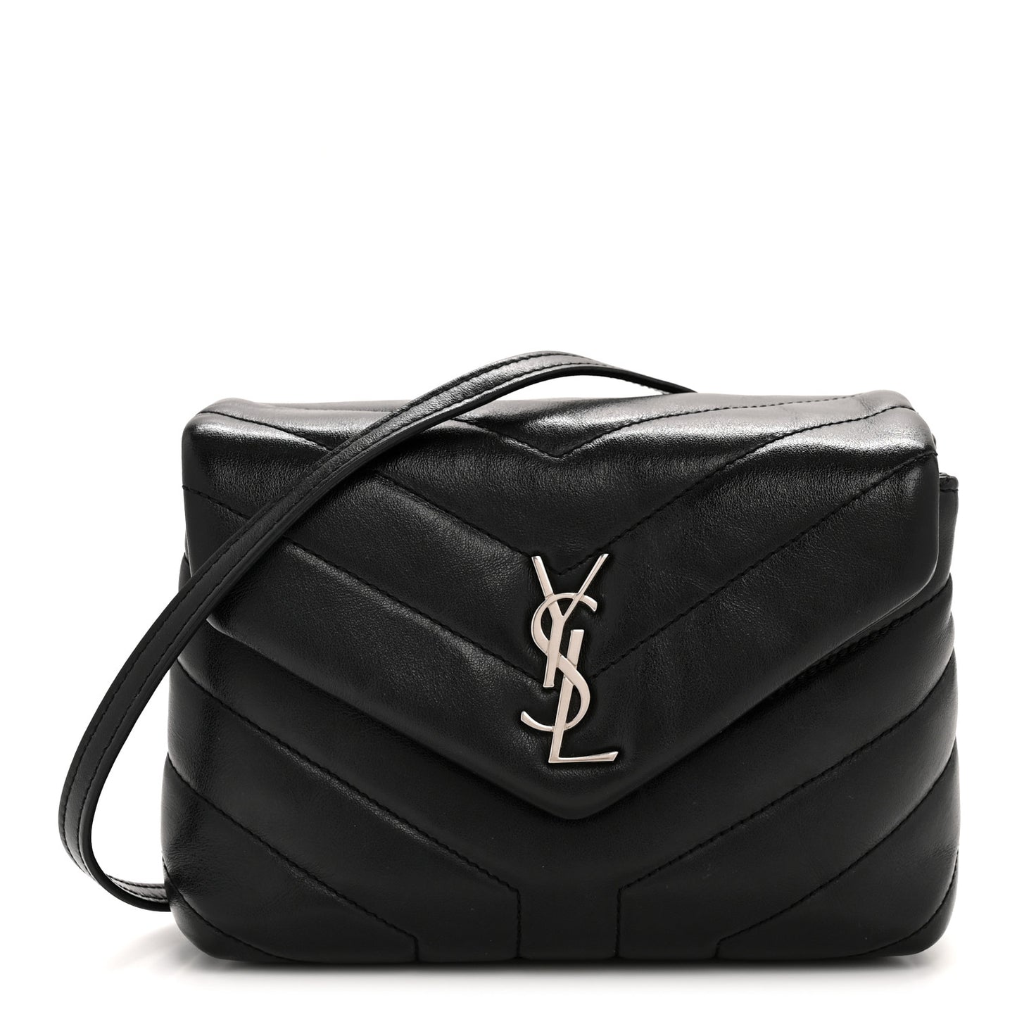 Calfskin Y Quilted Monogram Toy Loulou Crossbody Bag Black