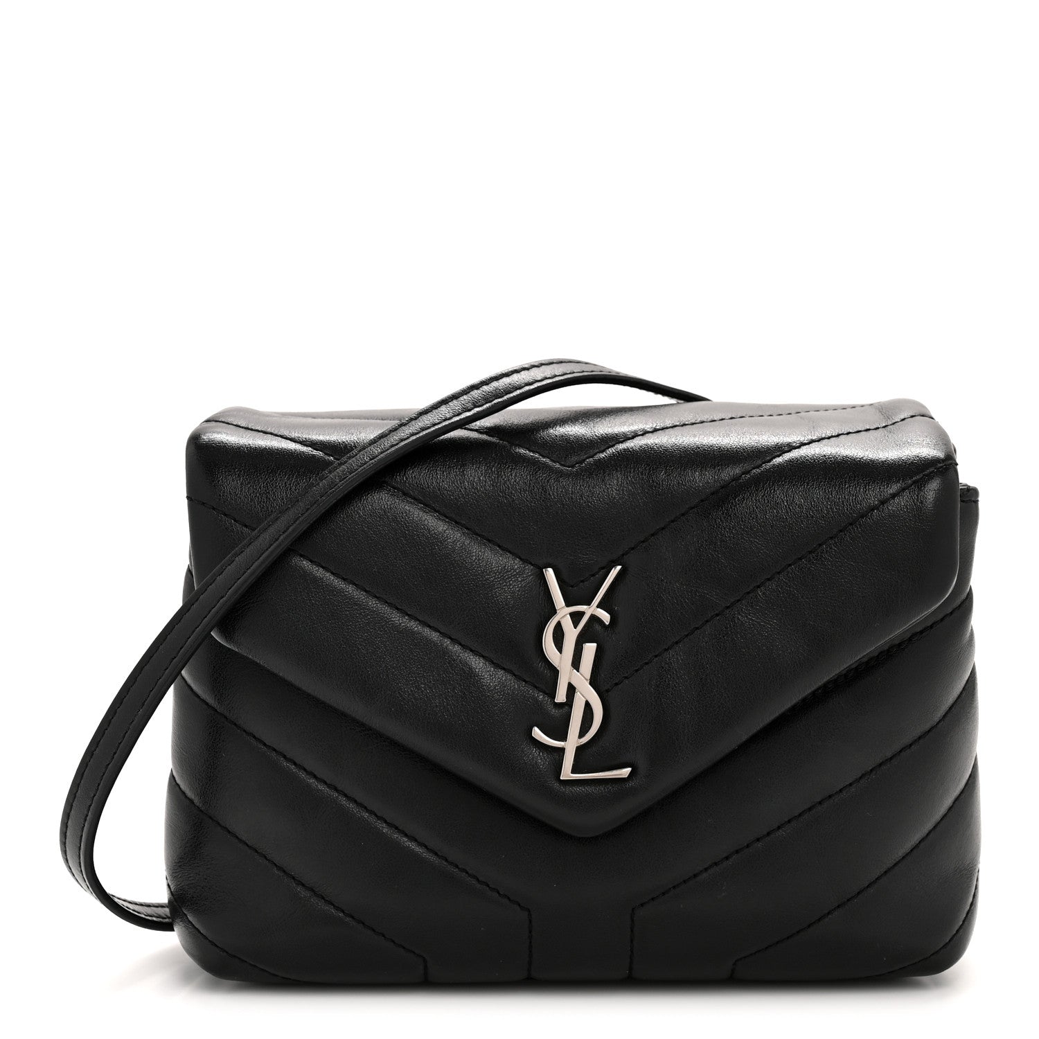 Saint Laurent Calfskin Y Quilted Monogram Toy Loulou Crossbody Bag Black 1 of 14