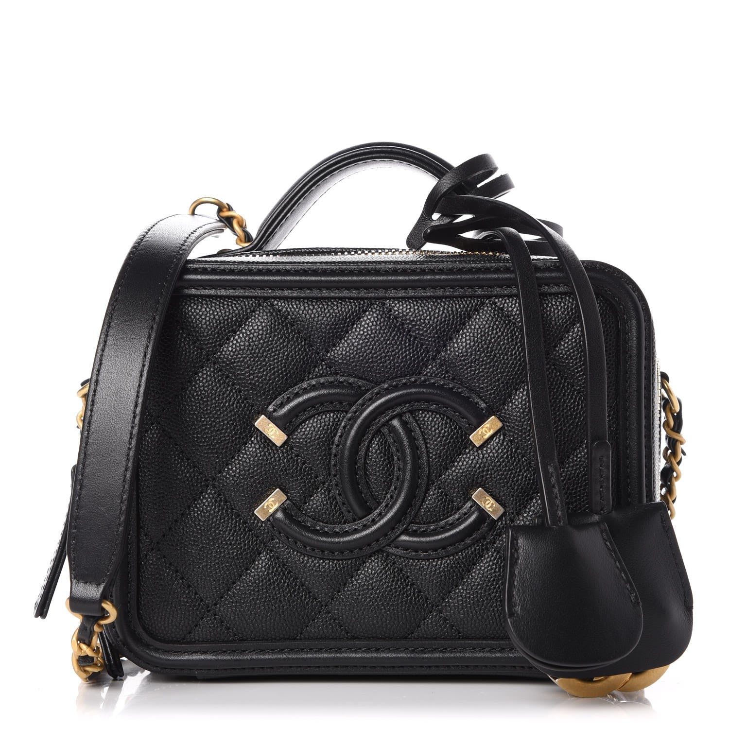 Chanel Caviar Quilted Small CC Filigree Vanity Case Black 1 of 9