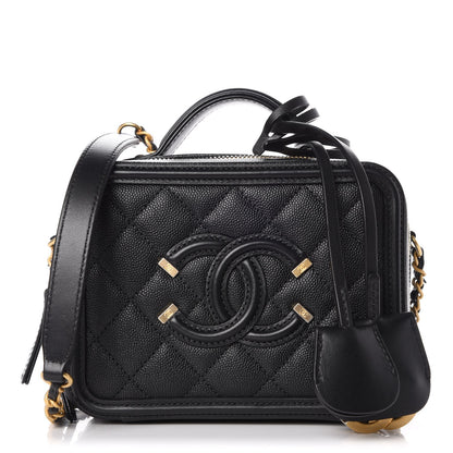 Chanel Caviar Quilted Small CC Filigree Vanity Case Black 1 of 9