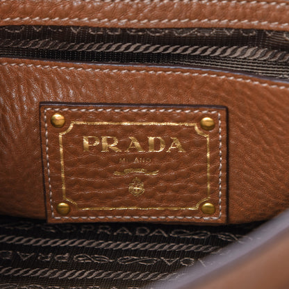 Prada Vitello Daino Sound Twin Pocket Satchel Brandy 5 of 10