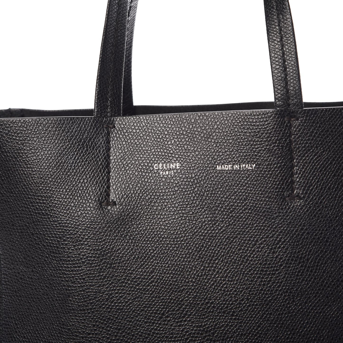 Grained Calfskin Small Vertical Cabas Black