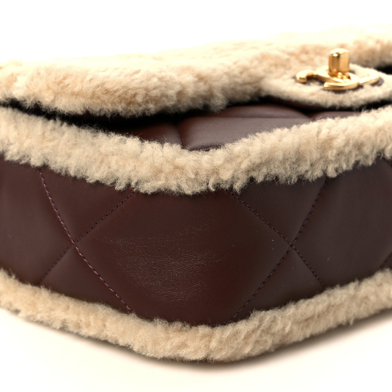 Chanel Shearling Lambskin Quilted Furry Coco Flap Dark Brown Beige 10 of 12