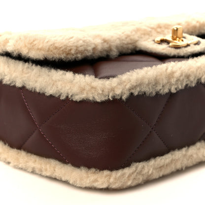 Chanel Shearling Lambskin Quilted Furry Coco Flap Dark Brown Beige 10 of 12