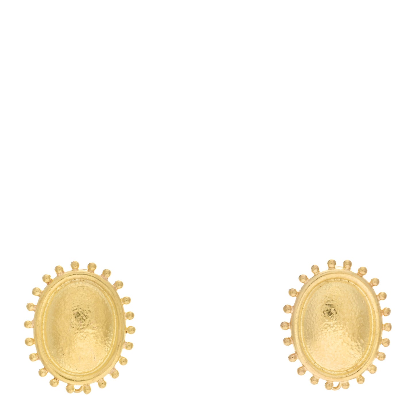 18K Yellow Gold Diamond Hammered Dome Stud Earrings
