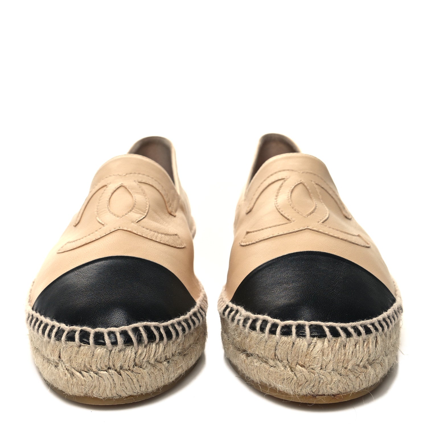 Chanel Lambskin CC Espadrilles 41 Beige Black 2 of 10