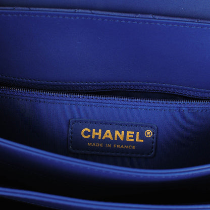 Chanel Patent Quilted 3 Pocket Accordion Flap Navy 6 of 8