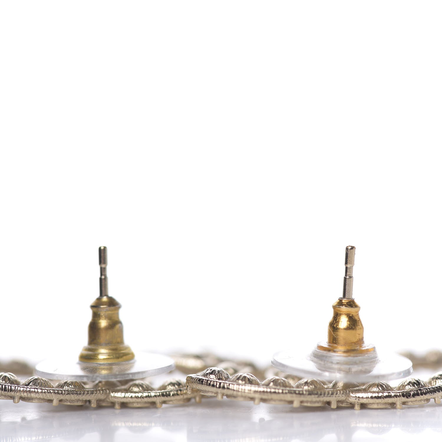 Chanel Crystal CC Stud Earrings Gold 2 of 3
