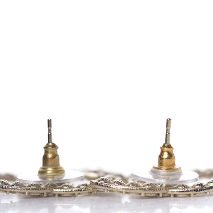 Chanel Crystal CC Stud Earrings Gold 2 of 3