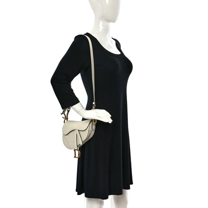 Christian Dior Grained Calfskin Mini Saddle Bag With Strap White 2 of 11