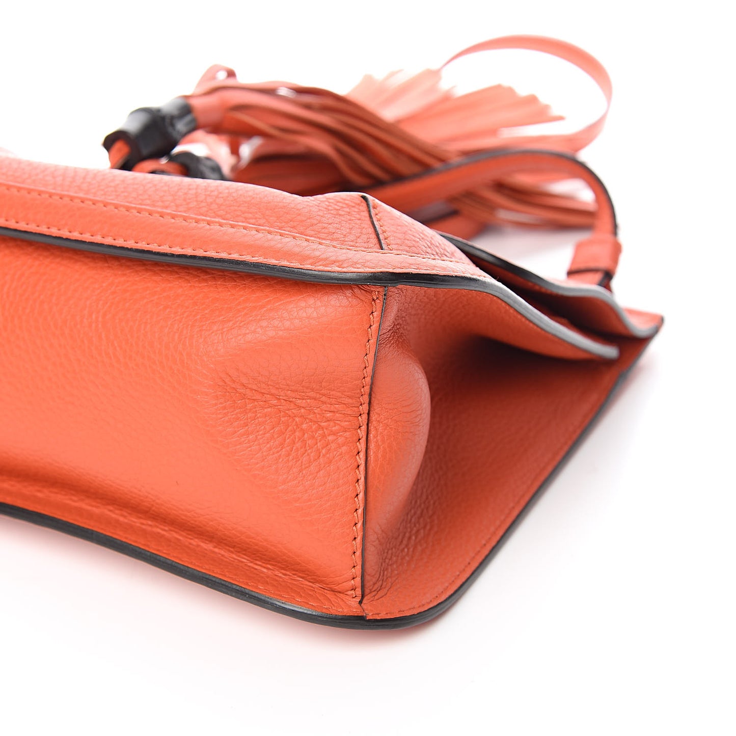 Cellarius Calfskin Medium Bamboo Daily Flap Shoulder Bag New Dark Orange
