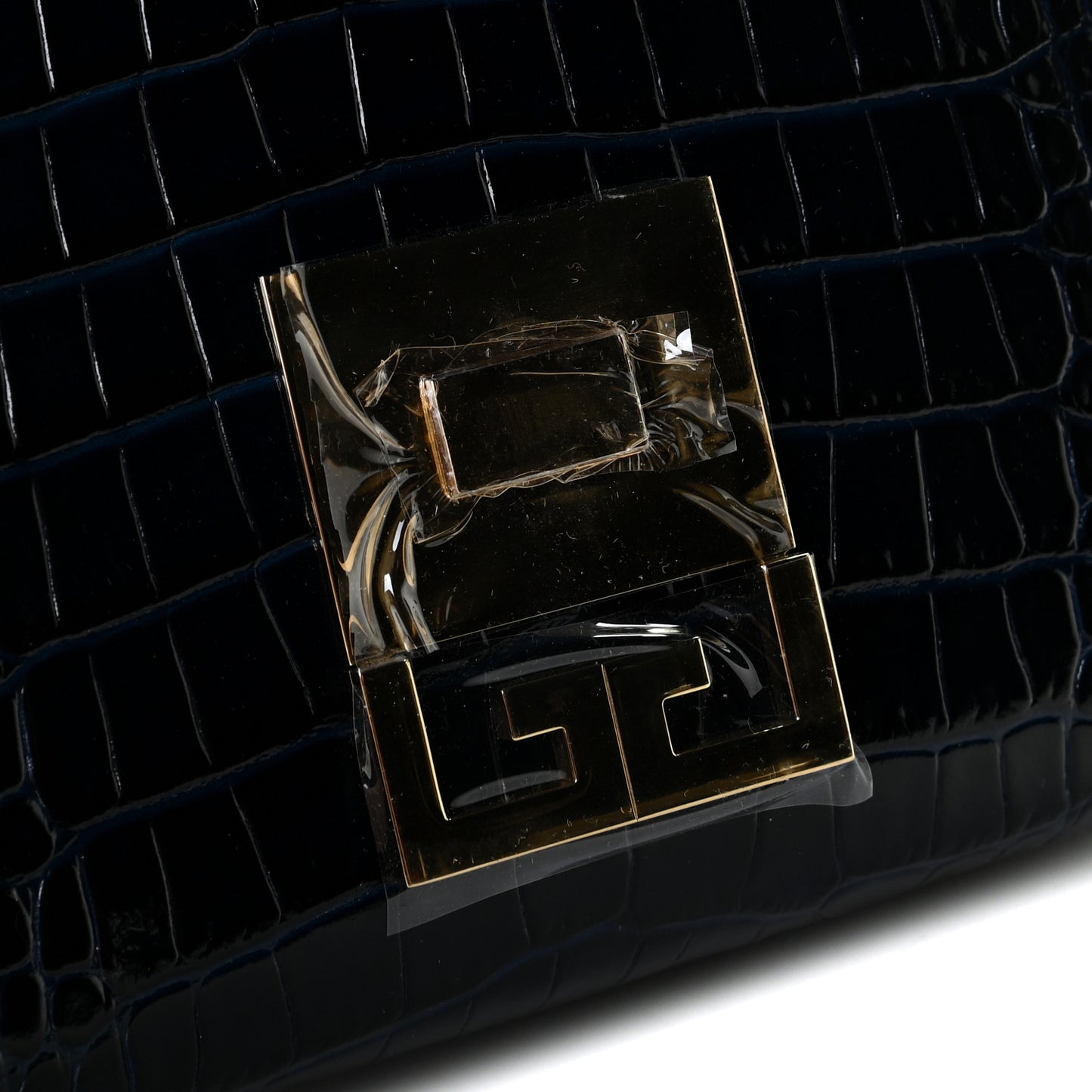 Calfskin Crocodile Embossed Eden Mini Top Handle Blue