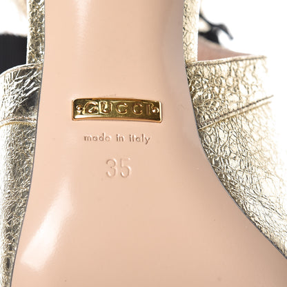 Gucci Metallic Calfskin Pebbles Lace Up Gladiator Knee High Boots 35 Gold Black 9 of 10