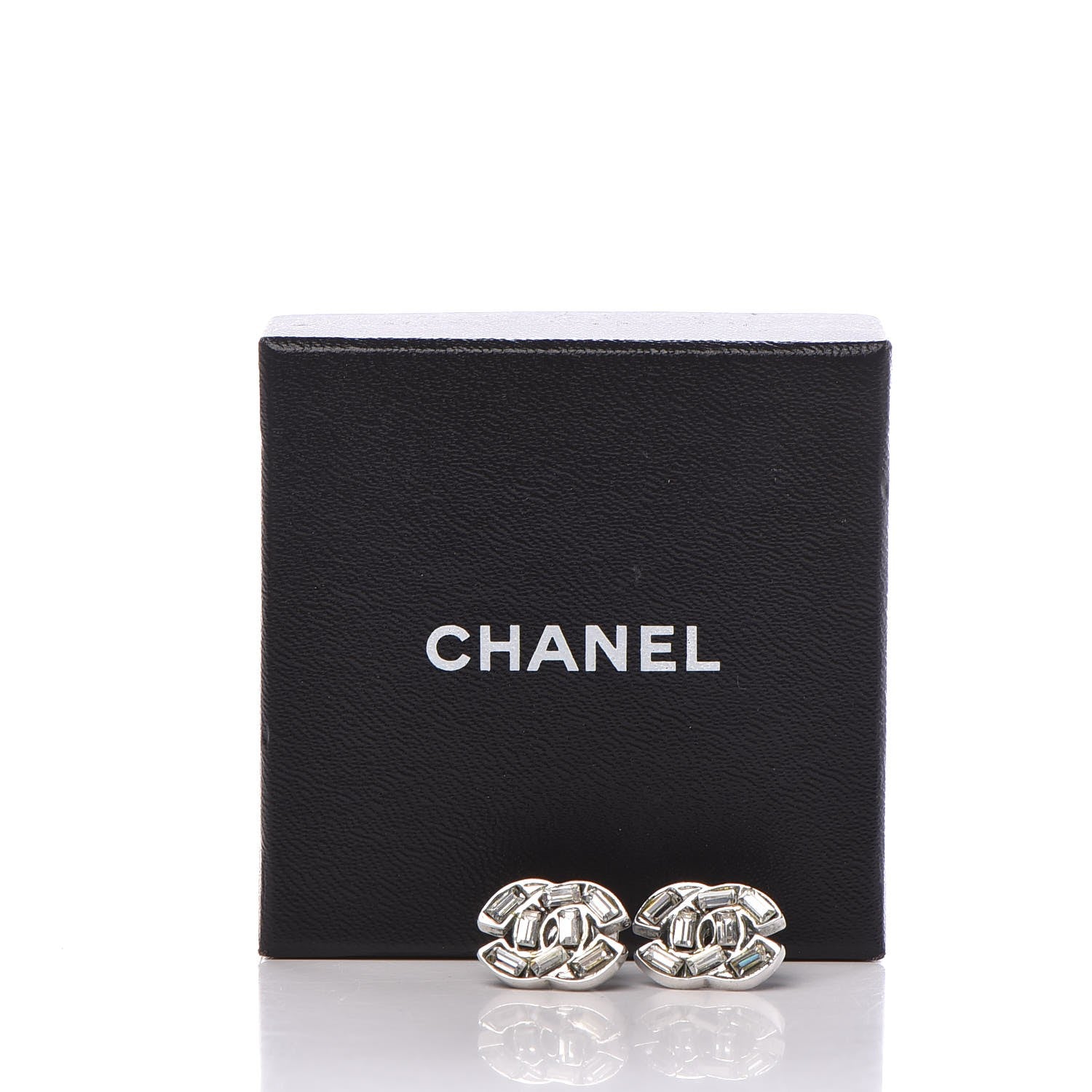 Chanel Baguette Crystal CC Earrings Silver 5 of 5