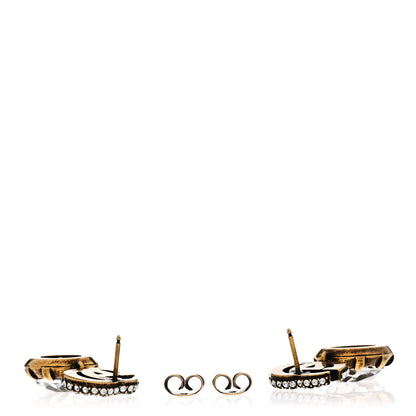 Gucci Metal Crystal Double G Drop Earrings Aged Gold 3 of 4