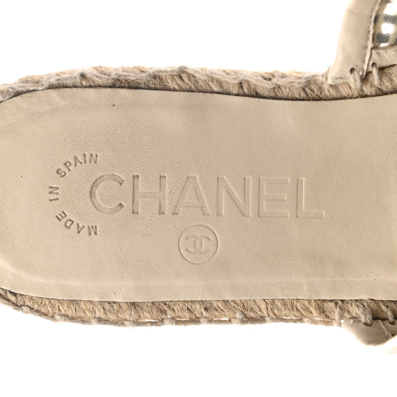 Chanel Mesh Grosgrain CC Espadrilles Mule 36 Beige Black 7 of 9