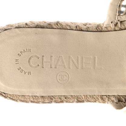 Chanel Mesh Grosgrain CC Espadrilles Mule 36 Beige Black 7 of 9