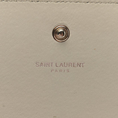 Saint Laurent Calfskin Crocodile Embossed Monogram Chain Wallet Blanc Vintage 5 of 9