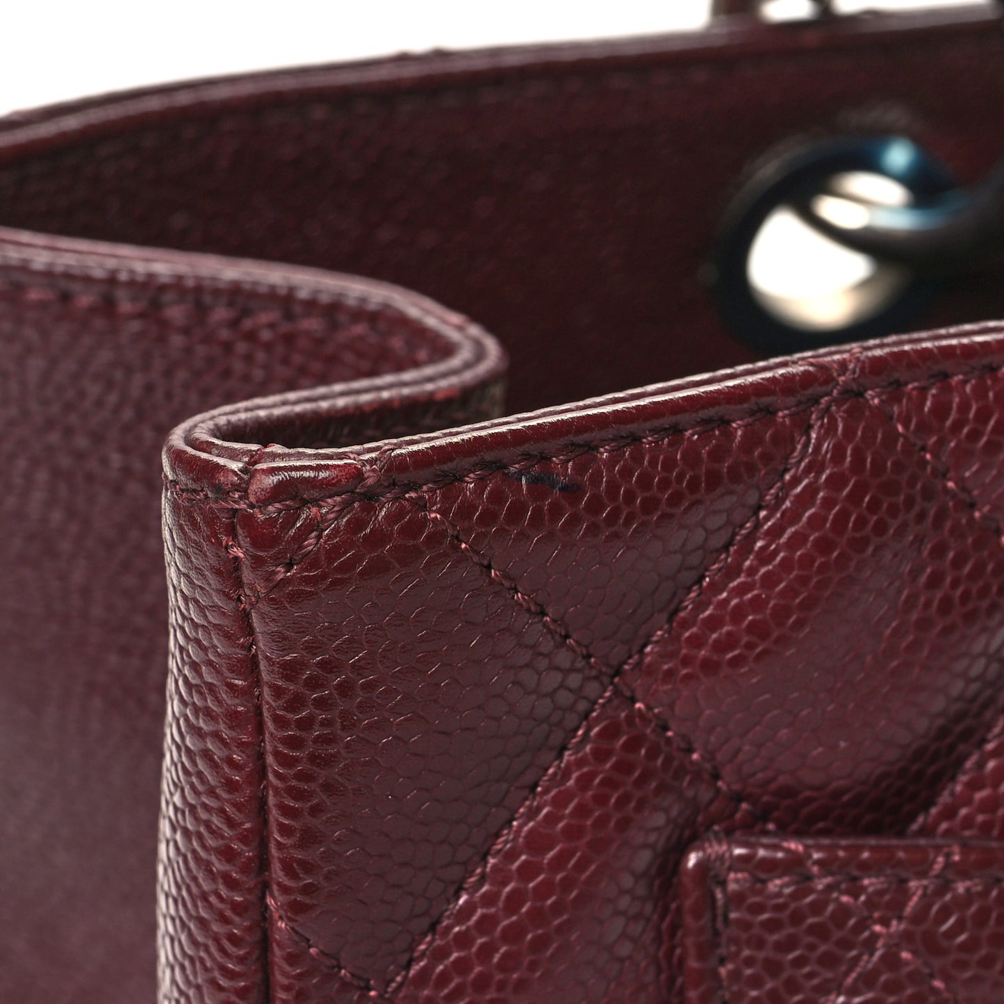 Caviar Quilted Grand Shopping Tote GST Dark Burgundy