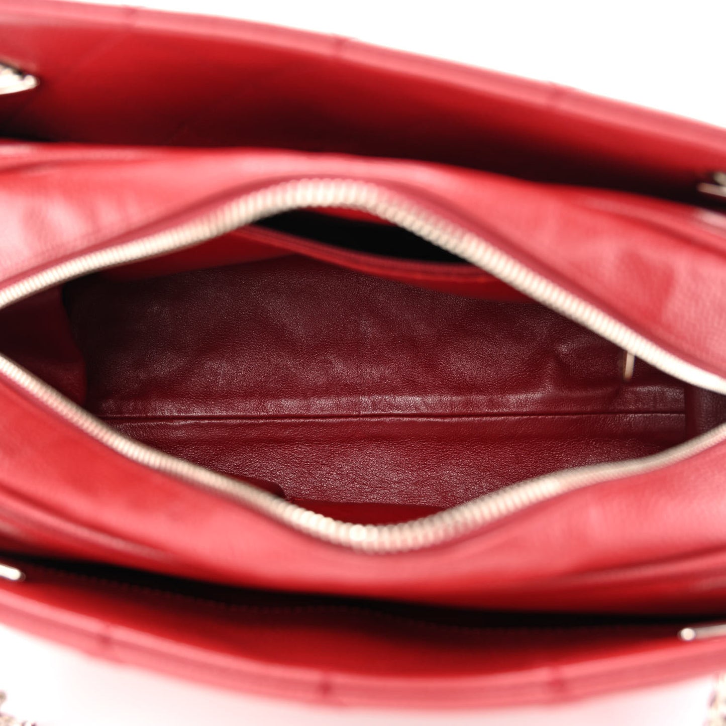 Caviar Quilted Bijoux Chain Shopping Tote Red