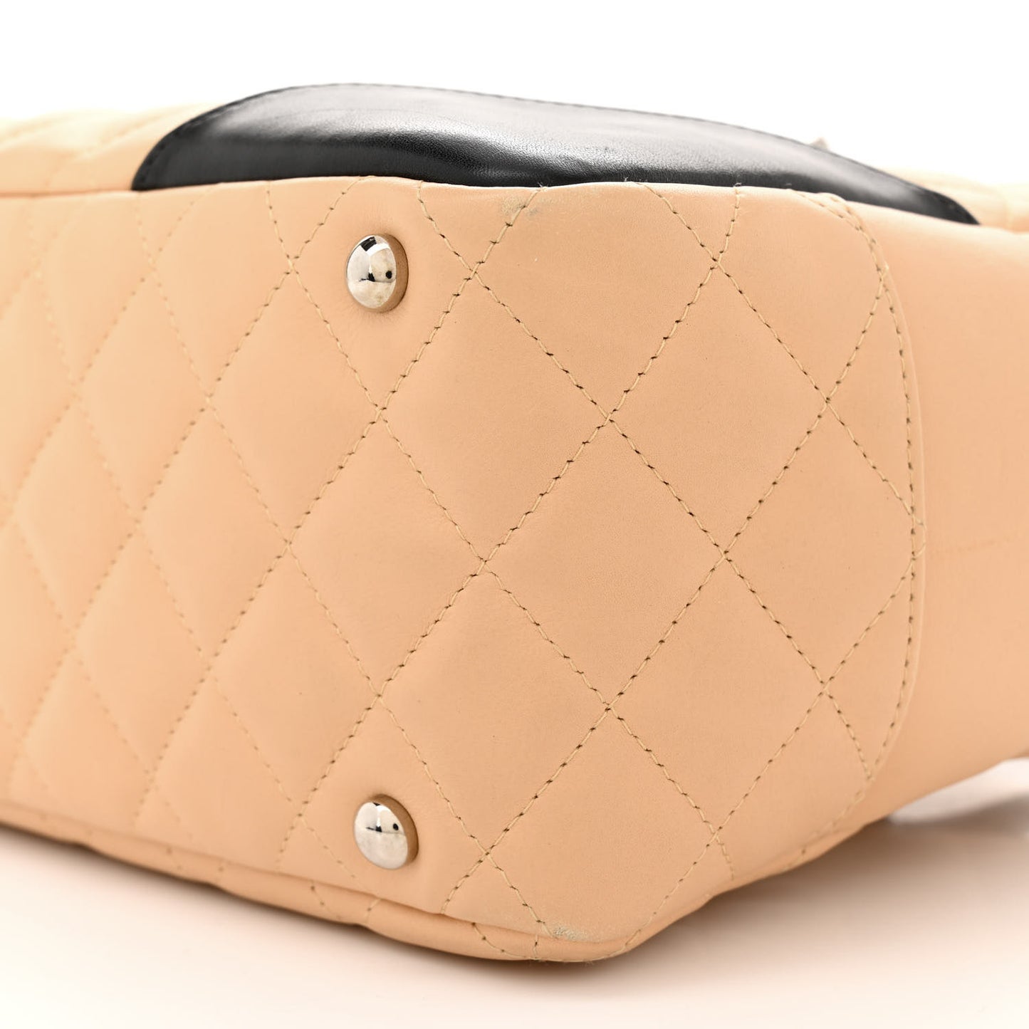 Calfskin Quilted Large Cambon Bowler Beige Black