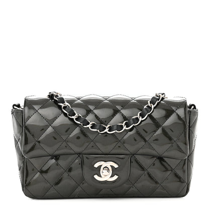 Chanel Striated Patent Quilted Mini Rectangular Flap Black 1 of 10