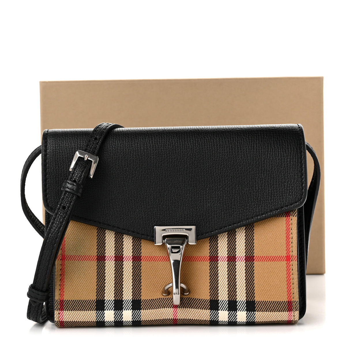 Derby Calfskin House Check Baby Macken Crossbody Bag Black