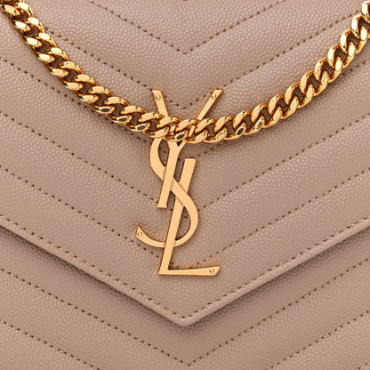 Saint Laurent Grain De Poudre Matelasse Chevron Monogram Chain Wallet Dark Beige 8 of 11