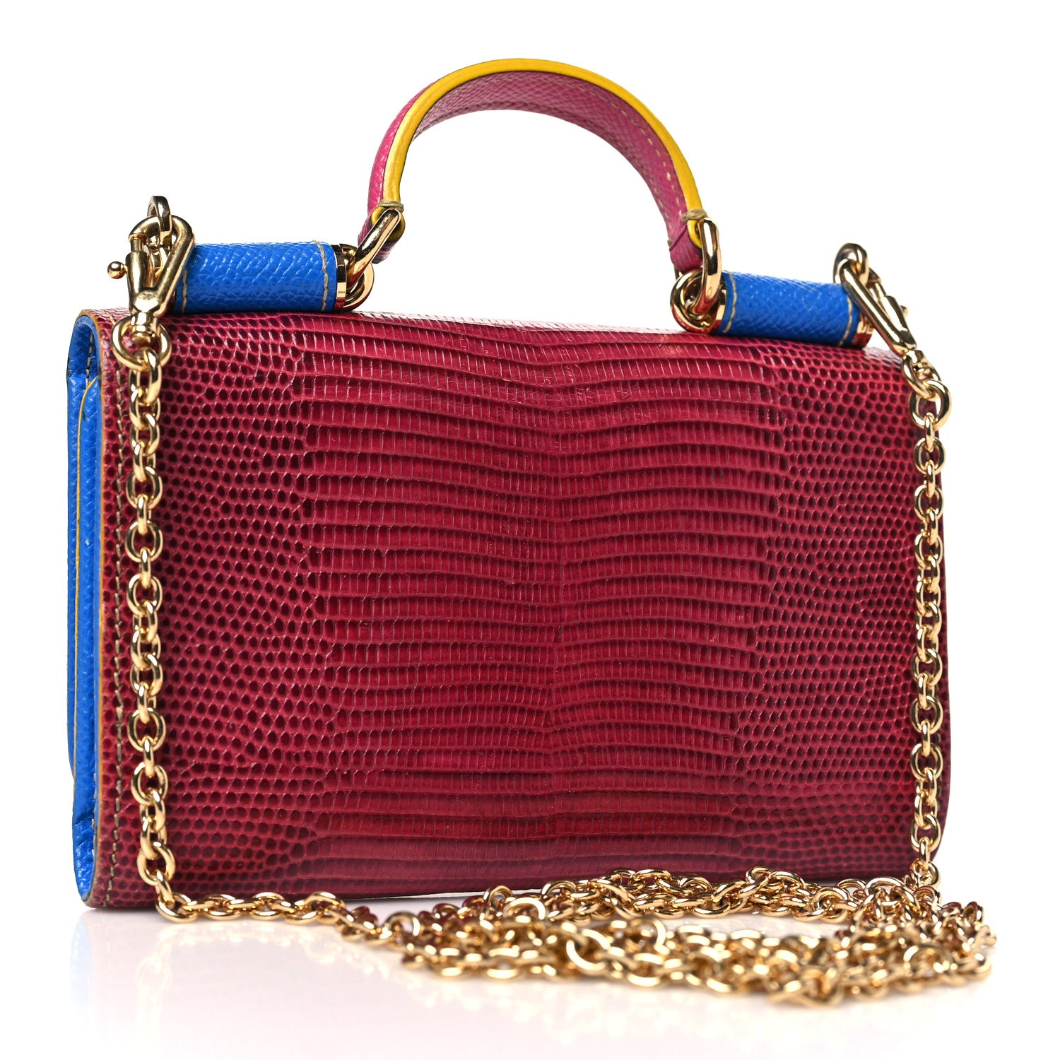 Dolce & Gabbana Dauphine Stampa Iguana Mini Miss Sicily Chain Phone Case Wallet Red Multicolor 3 of 10