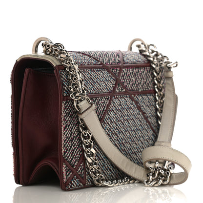 Christian Dior Tweed Calfskin Medium Diorama Flap Bag Burgundy Multicolor 3 of 32