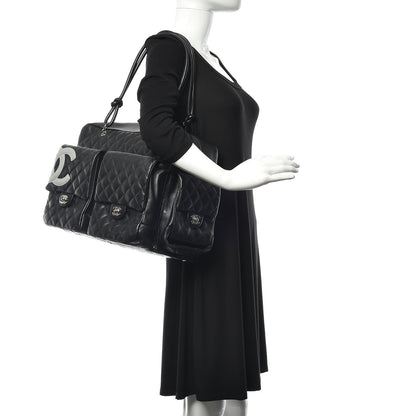 Chanel Calfskin Quilted XL Cambon Multipocket Reporter Black White 2 of 18