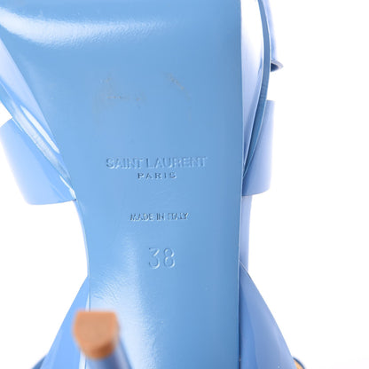 Saint Laurent Vitello Vernice Tribute 75 Platform Sandals 38 Blue Clair 8 of 8