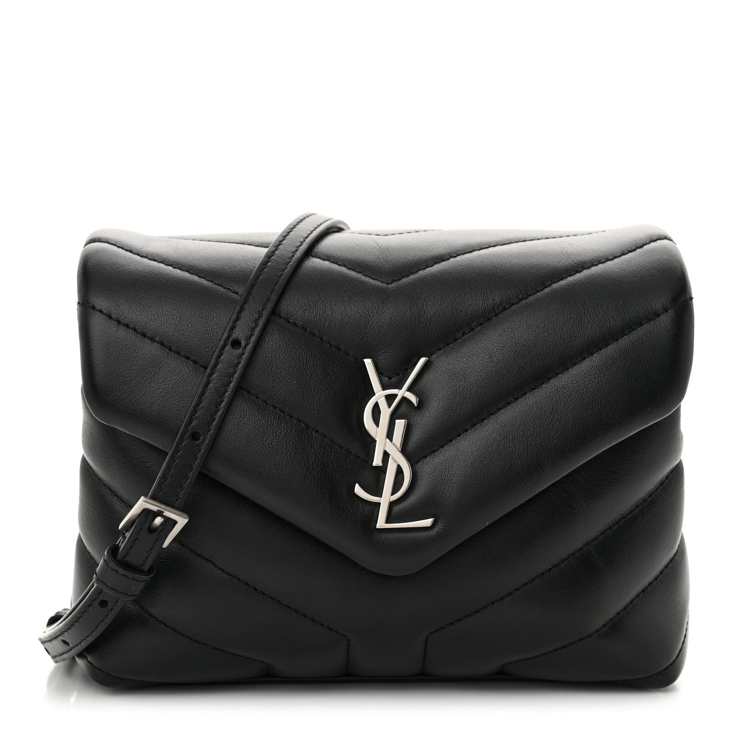 Saint Laurent Calfskin Y Quilted Monogram Toy Loulou Crossbody Bag Black 1 of 10