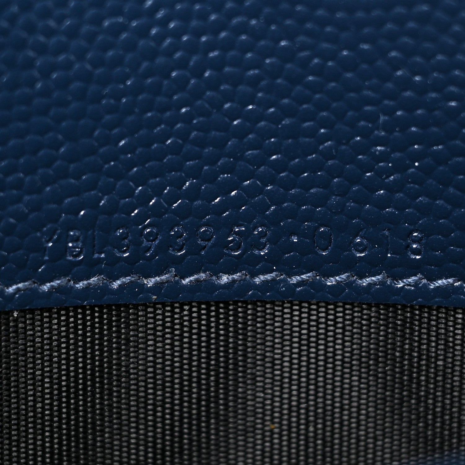 Saint Laurent Grain De Poudre Matelasse Chevron Monogram Envelope Chain Wallet Navy 8 of 15