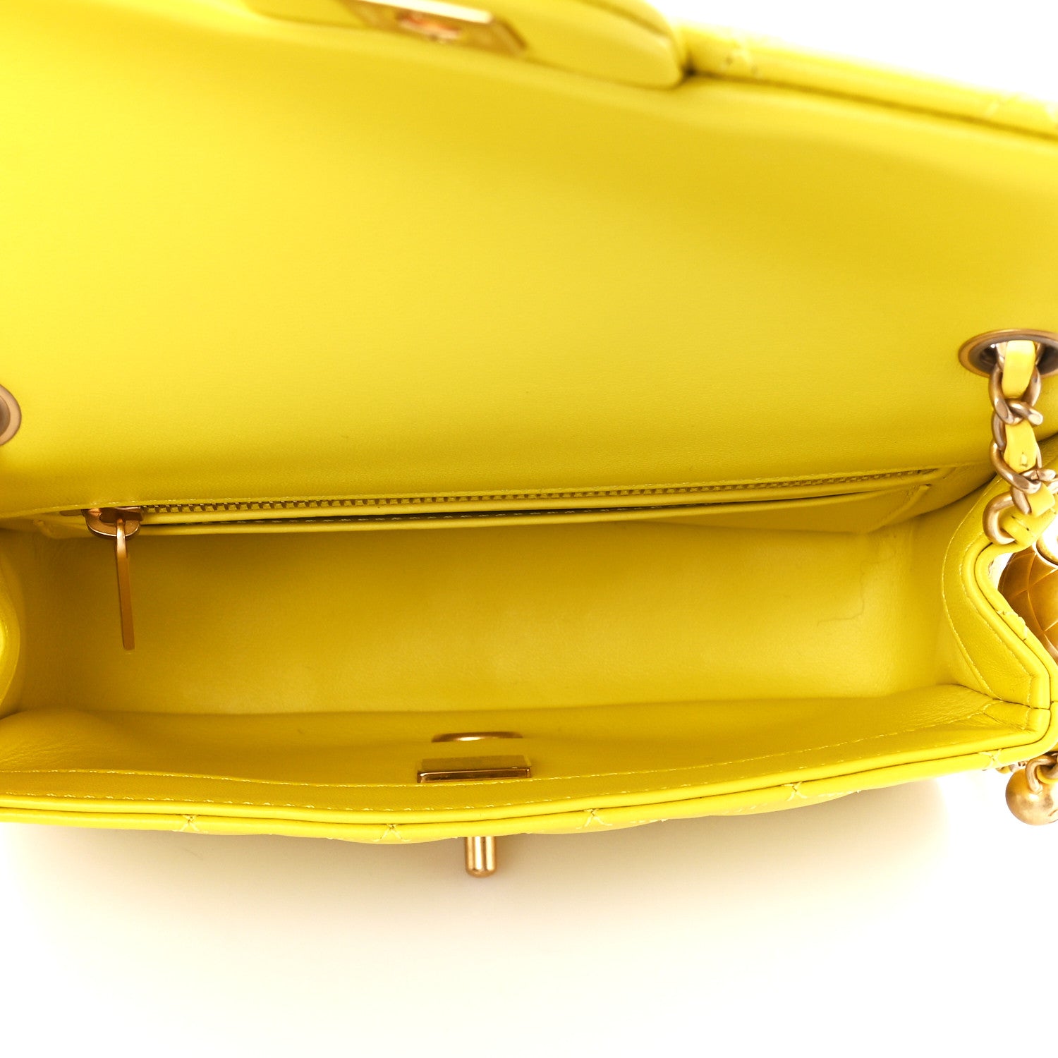 Chanel Lambskin Quilted Mini Rectangular Pearl Crush Flap Yellow 5 of 11