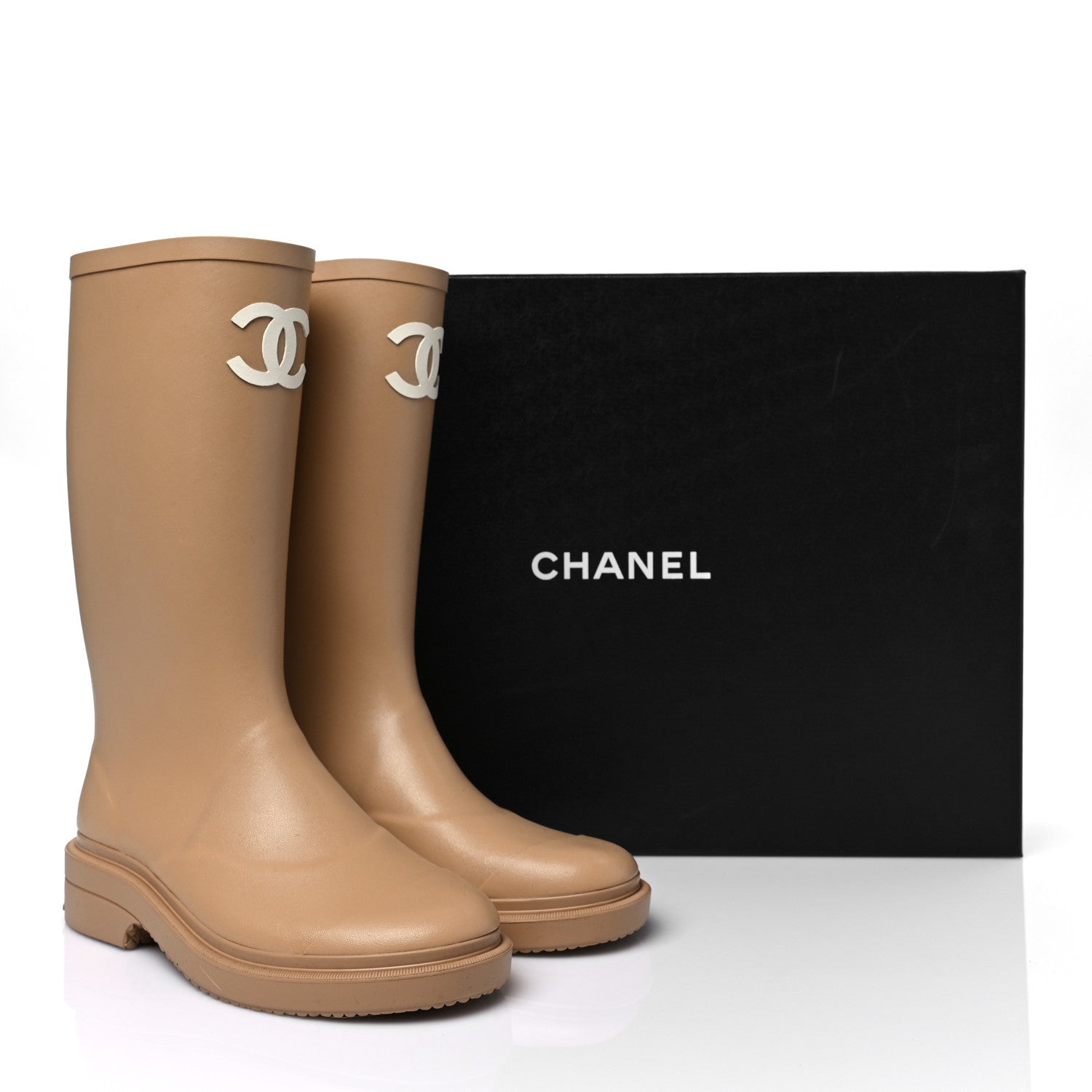 Chanel Caoutchouk CC High Boots 37 Beige 9 of 9