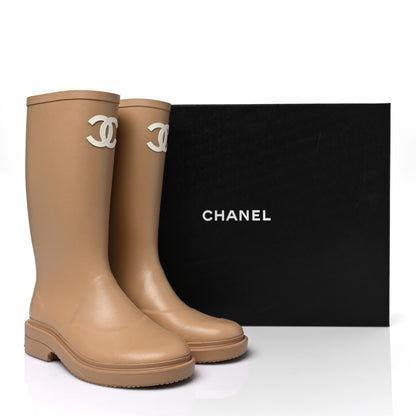 Chanel Caoutchouk CC High Boots 37 Beige 9 of 9