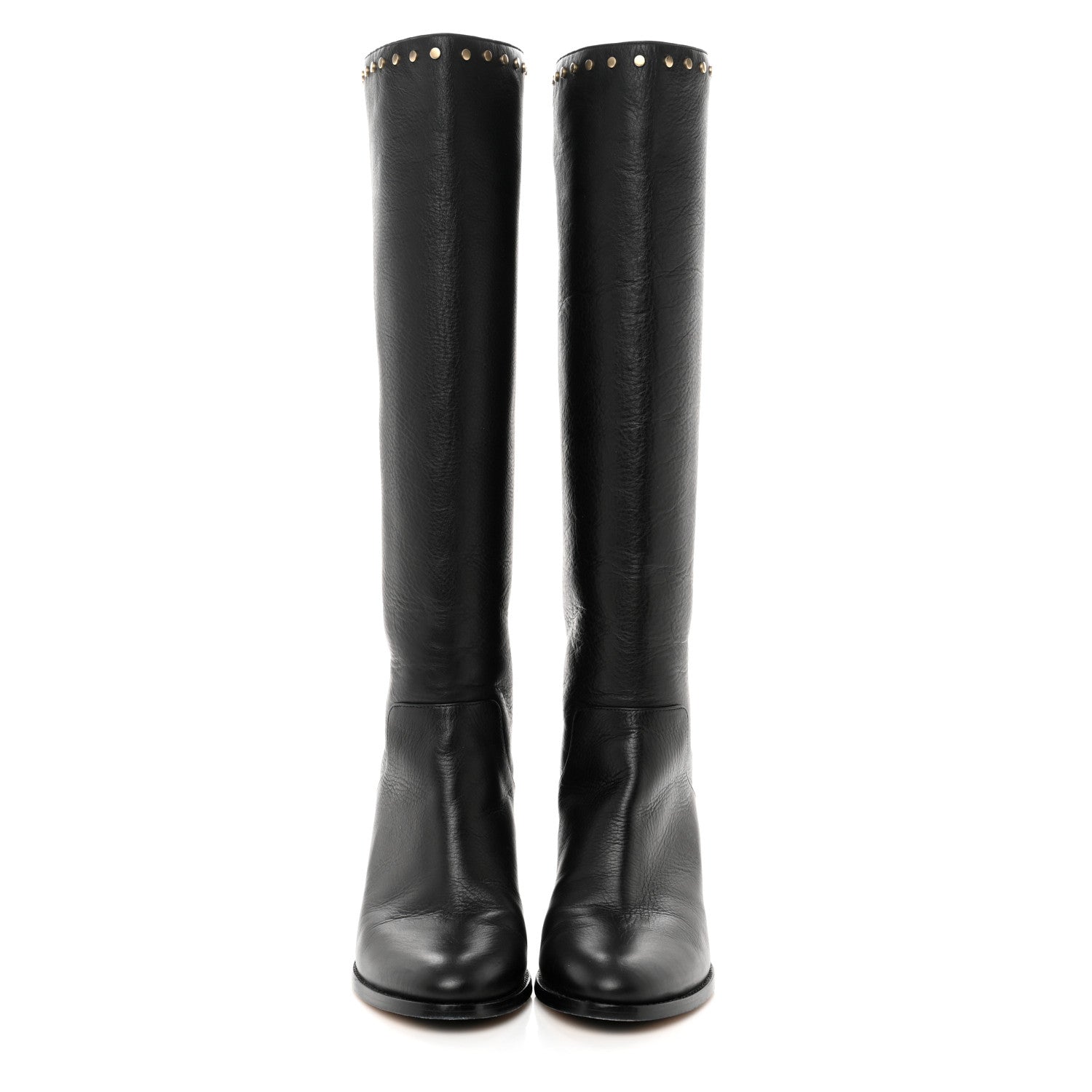 Jimmy Choo Calfskin Studded Monroe 65 Knee High Boots 38 Black 2 of 10