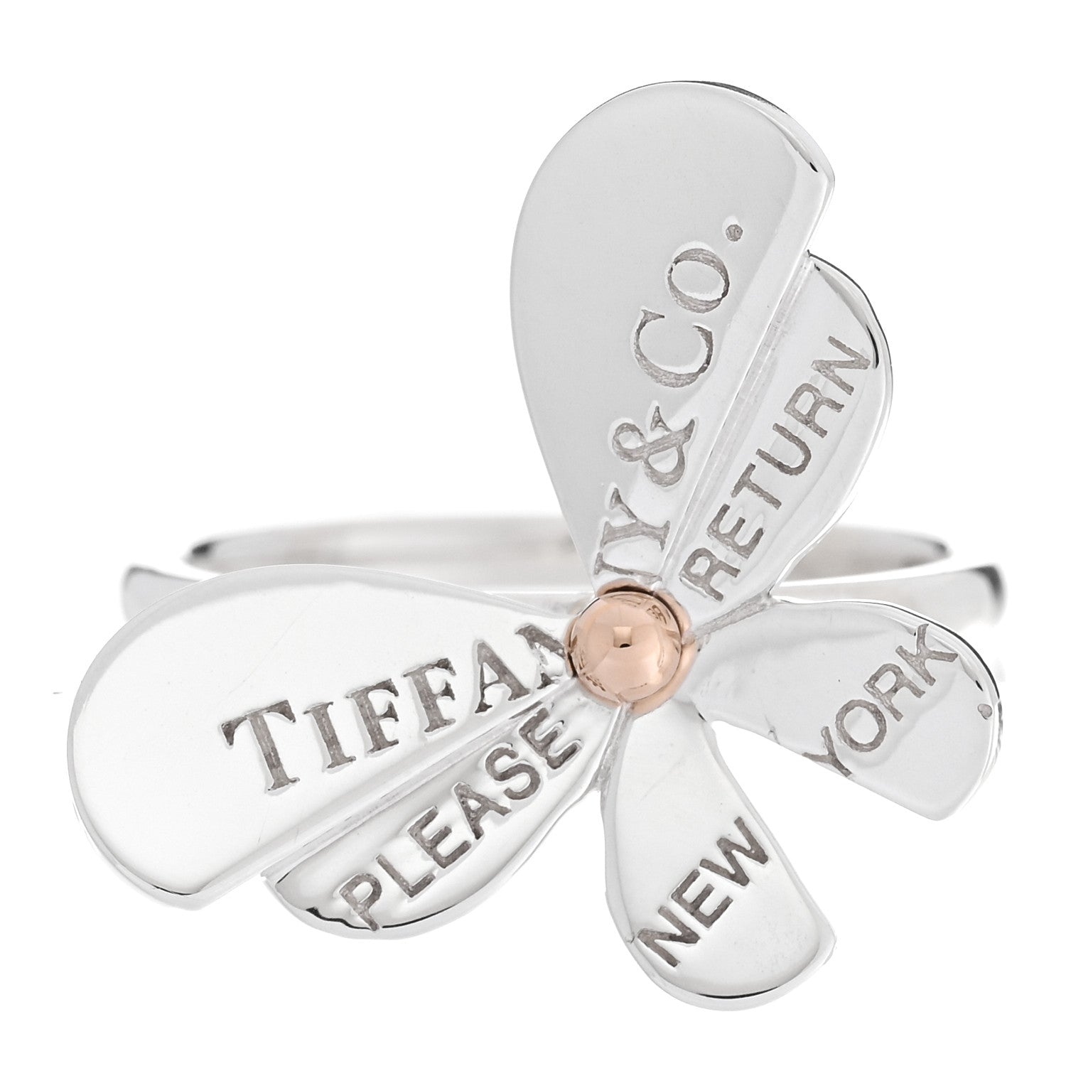 Tiffany Sterling Silver 18K Rose Gold Return to Tiffany Love Bugs Butterfly Ring 49 5 1 of 4