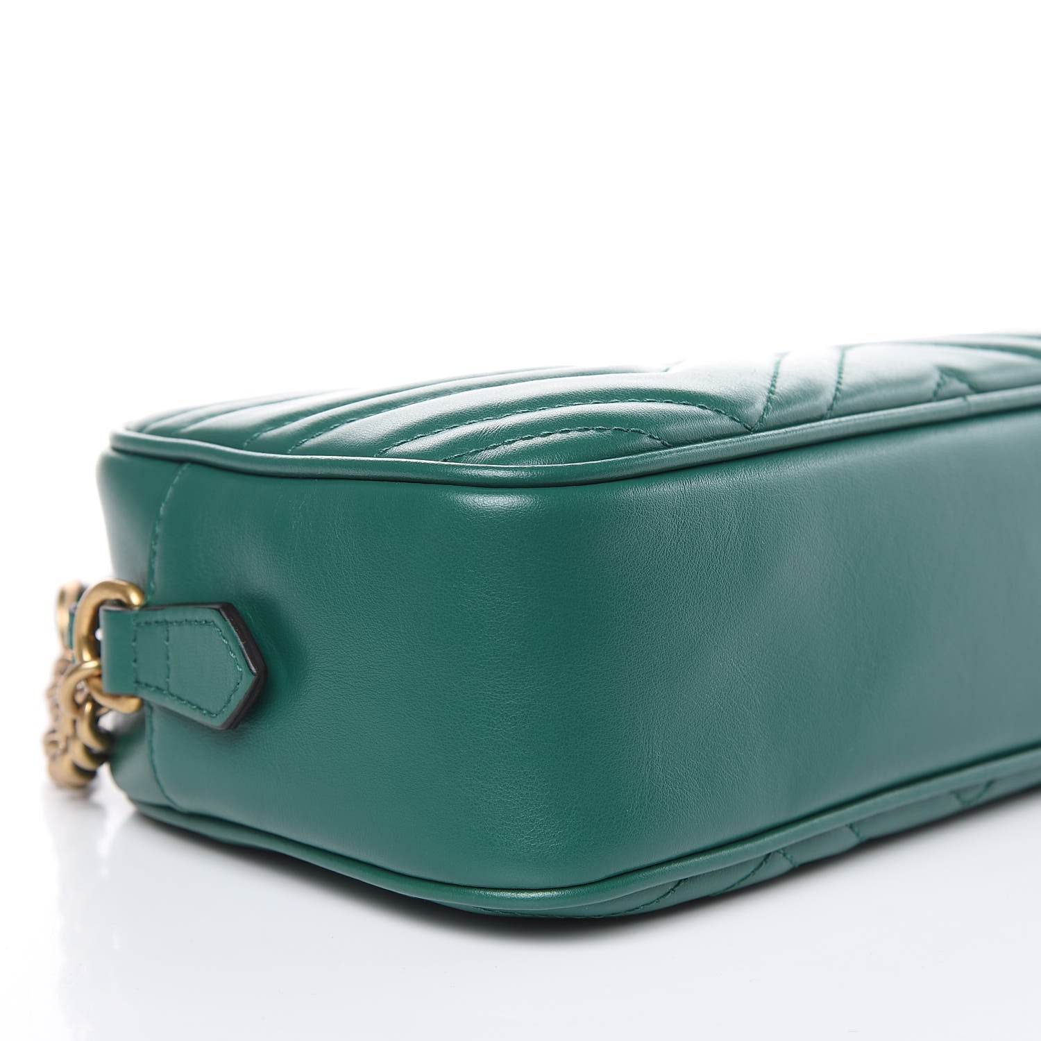 Gucci Calfskin Matelasse Small GG Marmont Chain Shoulder Bag Emerald Green 8 of 9