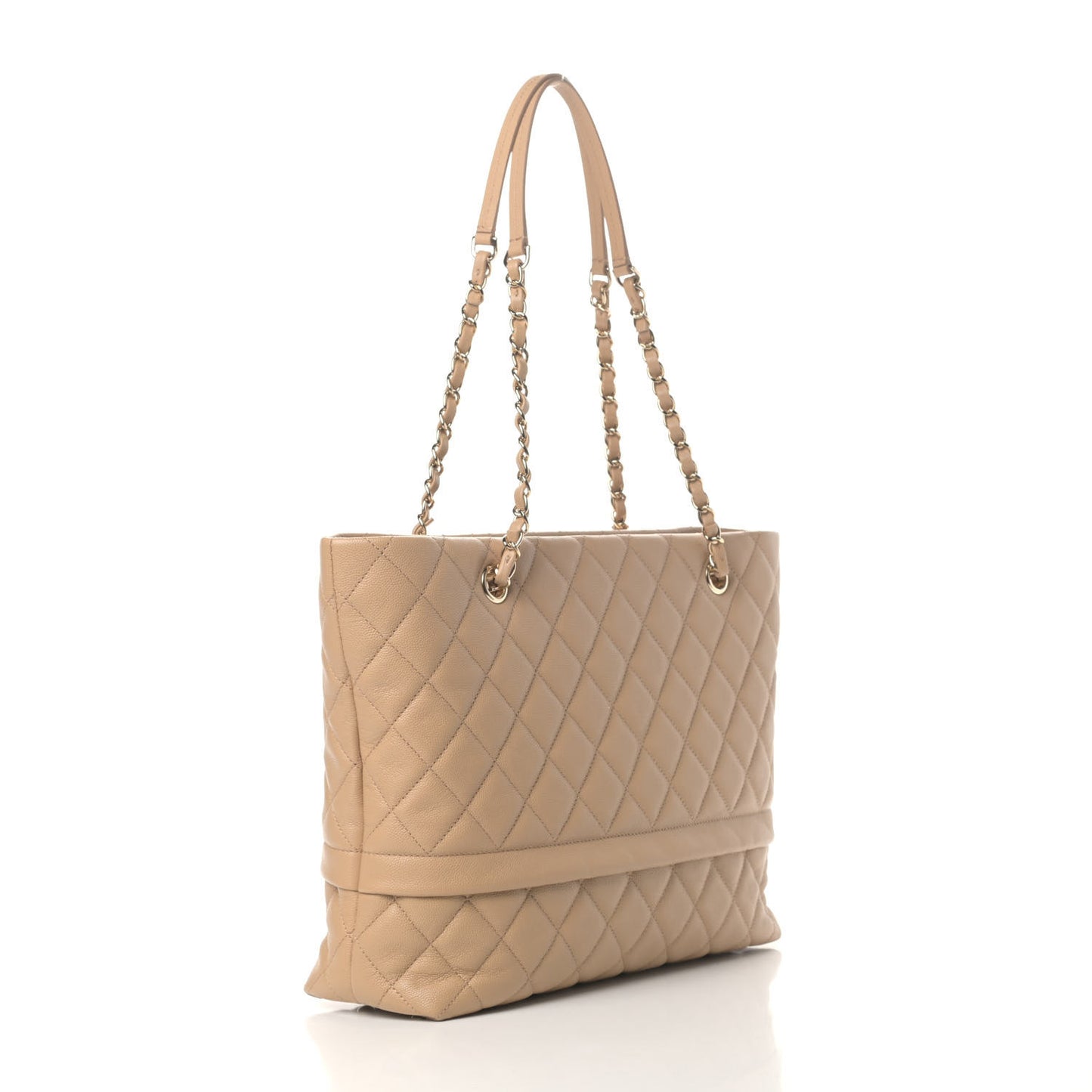 Caviar Quilted Rolled Up Tote Beige