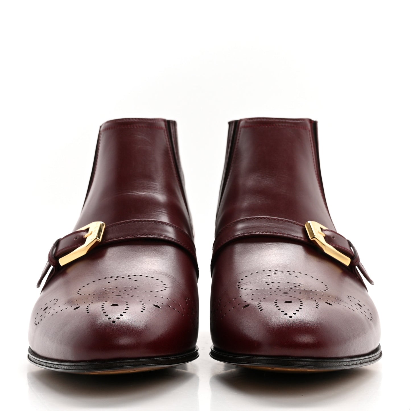 New Waxed Calfskin Mens G Medallion Toe Ankle Boots 8.5 Red Bordeaux