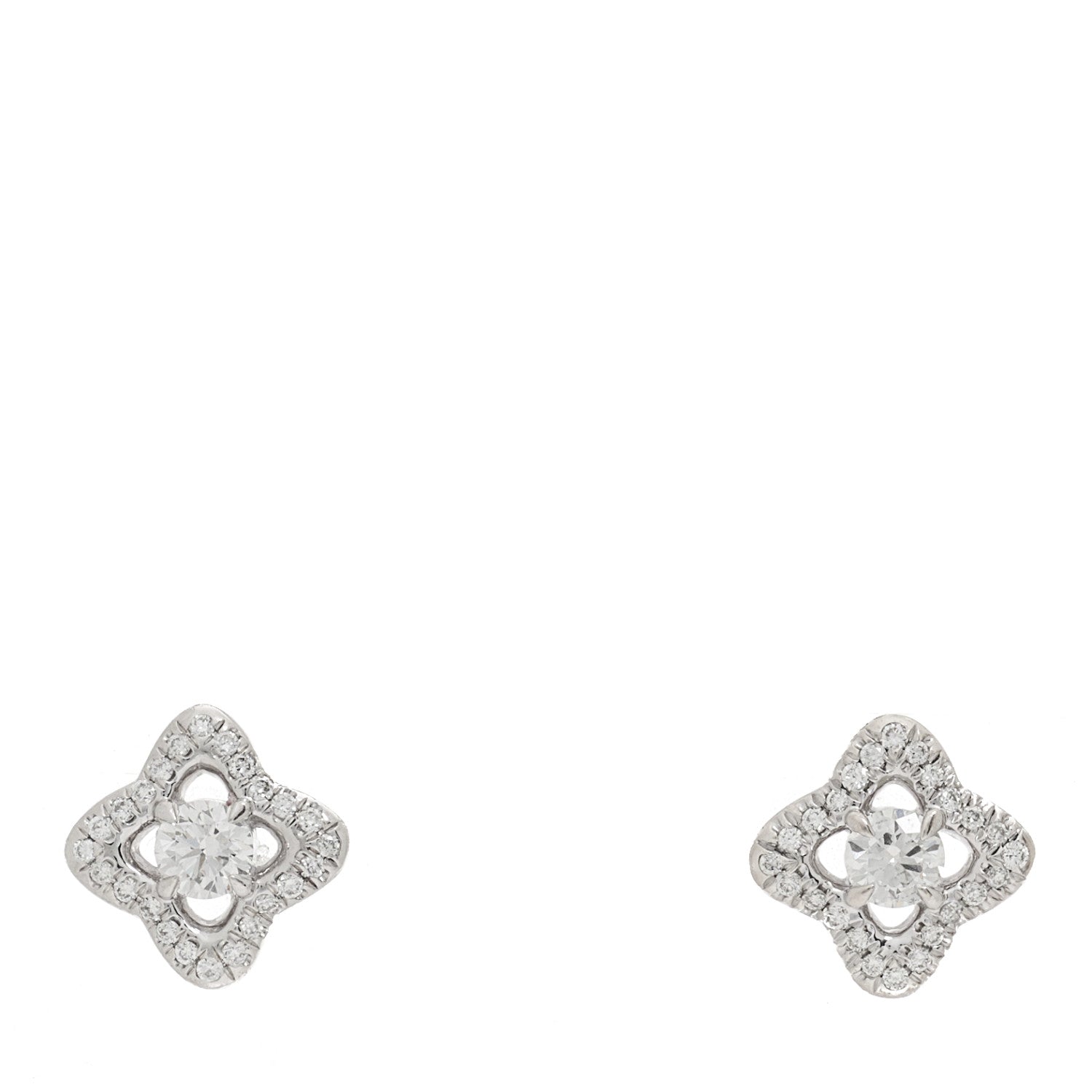 David Yurman 18K White Gold Diamond 9mm Venetian Quatrefoil Stud Earrings 1 of 5