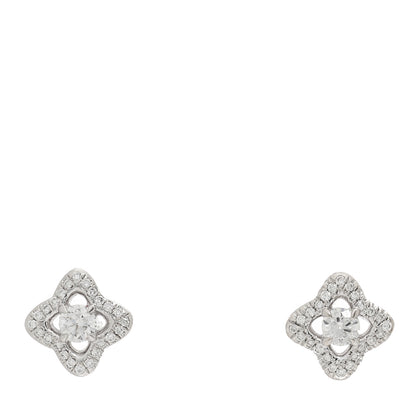 David Yurman 18K White Gold Diamond 9mm Venetian Quatrefoil Stud Earrings 1 of 5