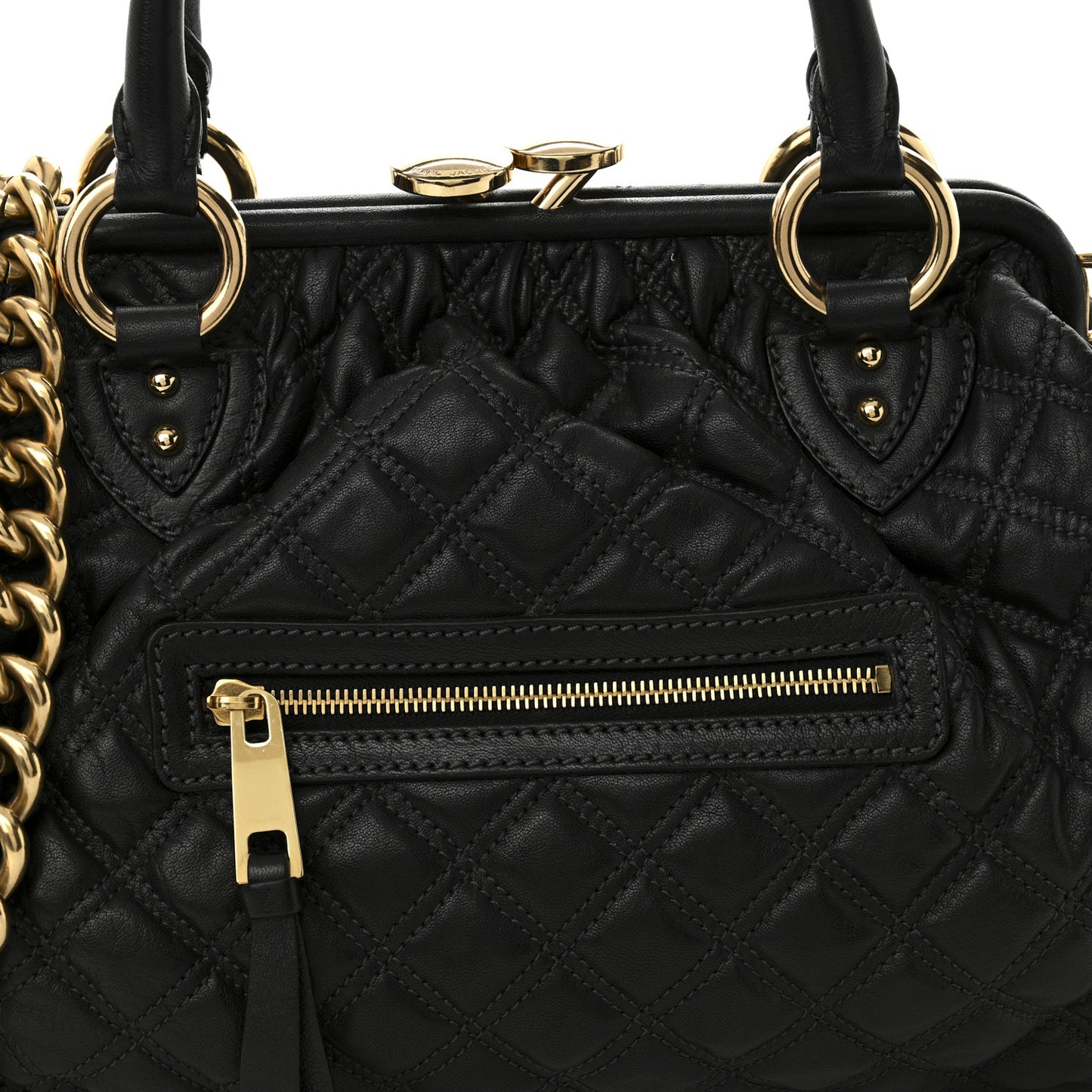 Calfskin Quilted Stam Black