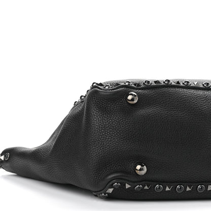 Valentino Garavani Grained Calfskin Onyx Medium Rockstud Rolling Tote Black 8 of 9