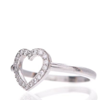 Tiffany Platinum Diamond Heart Ring 48.5 4.5 3 of 5
