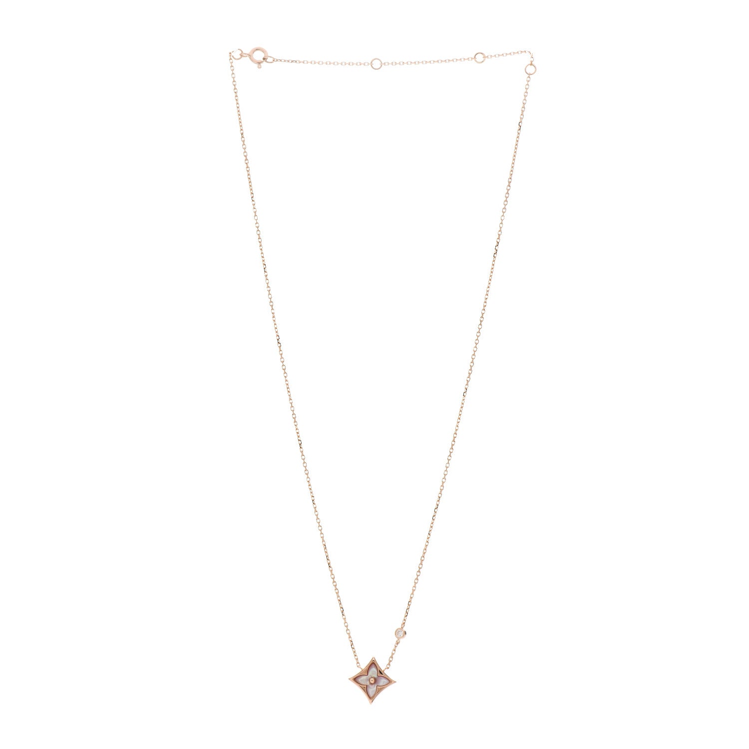 Louis Vuitton 18K Pink Gold Diamond Pink Mother of Pearl Color Blossom BB Star Pendant Necklace 3 of 5