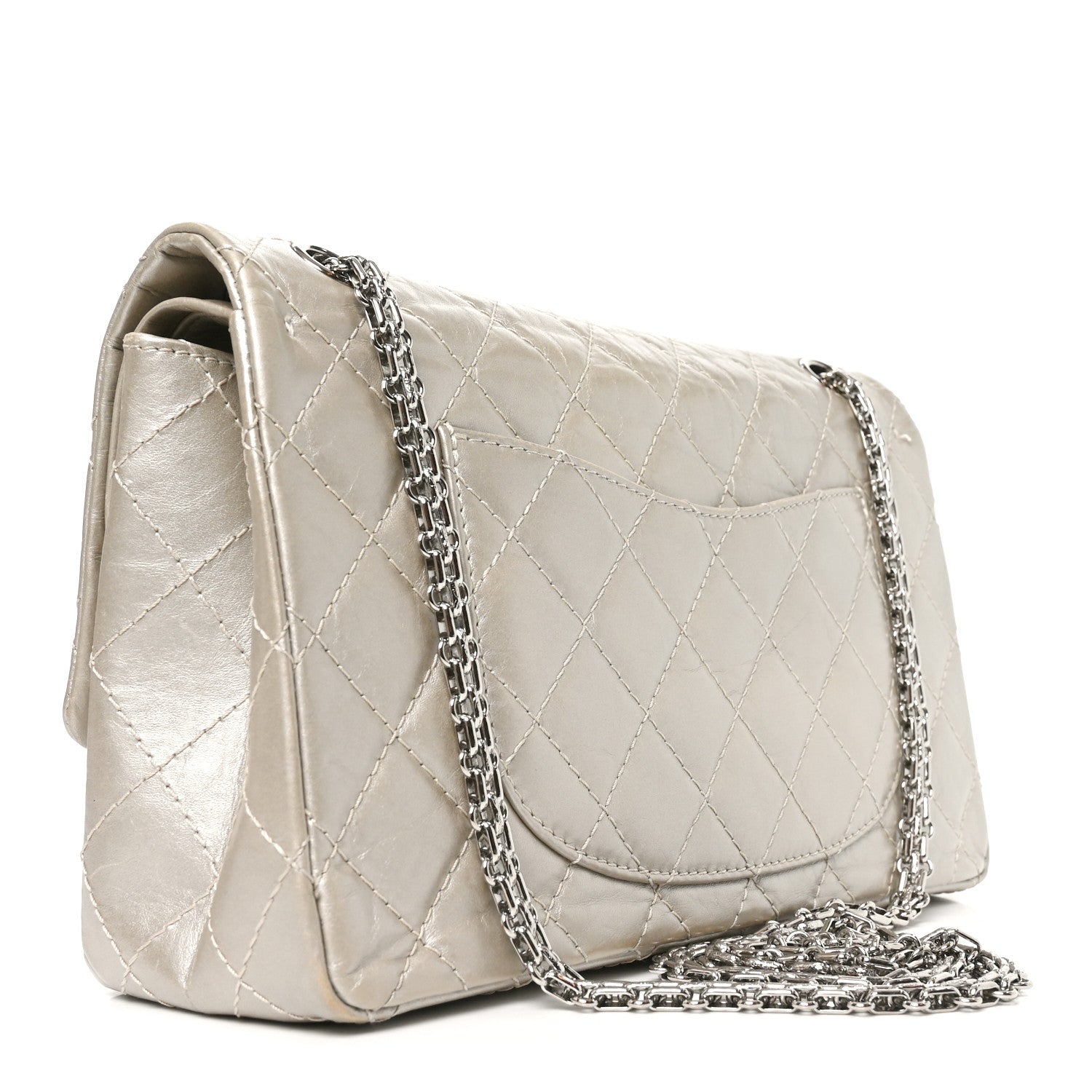 Chanel Metallic Aged Calfskin Quilted 2.55 Reissue 226 Flap Silver